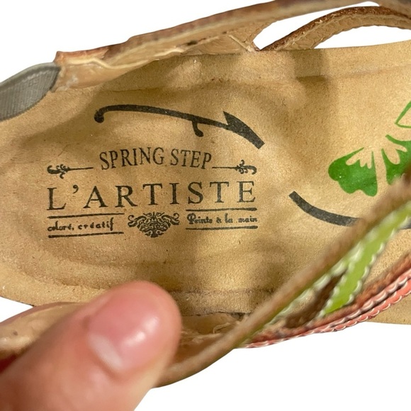 Spring Step L'Artiste 38 (7.5- 8 )Loma Lace Up Cork Wedge Sandals - Picture 9 of 14